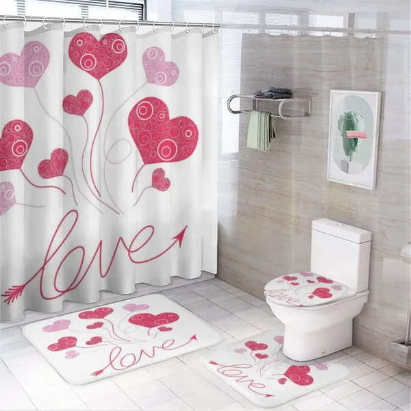 Love Heart Balloons on a shower curtain