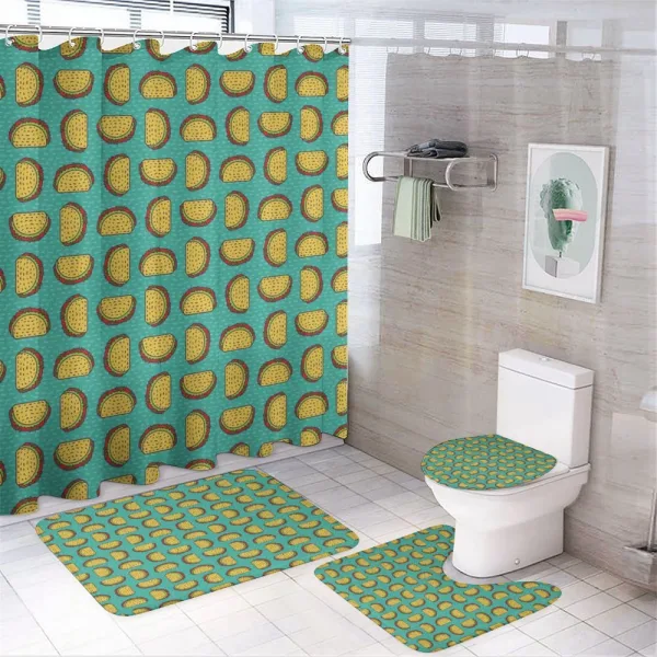 Mexican Dish with Tortillas on a shower curtain