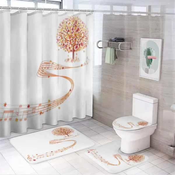 Music Sheet and Notes on a shower curtain