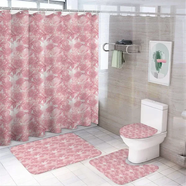 Peony Foliage Romantic on a shower curtain