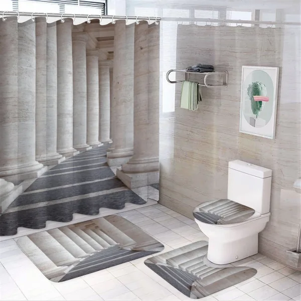 Roman Stone Columns on a shower curtain