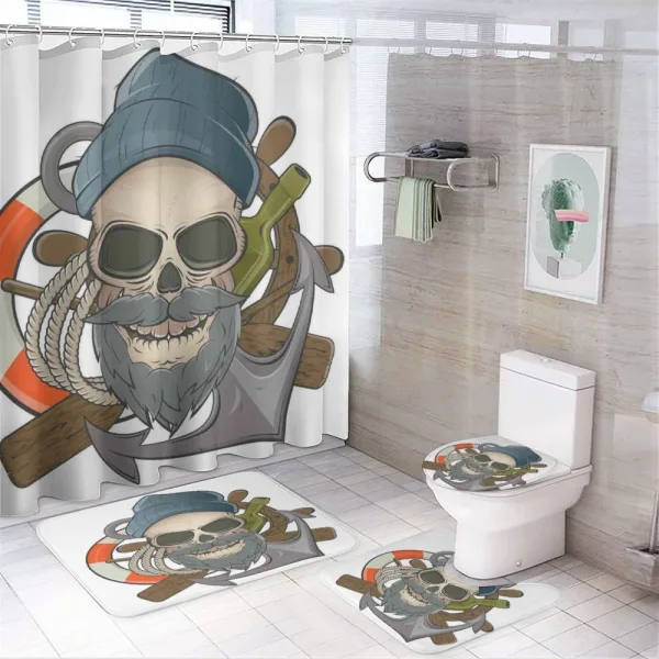 Sailor Skull Nautical on a shower curtain