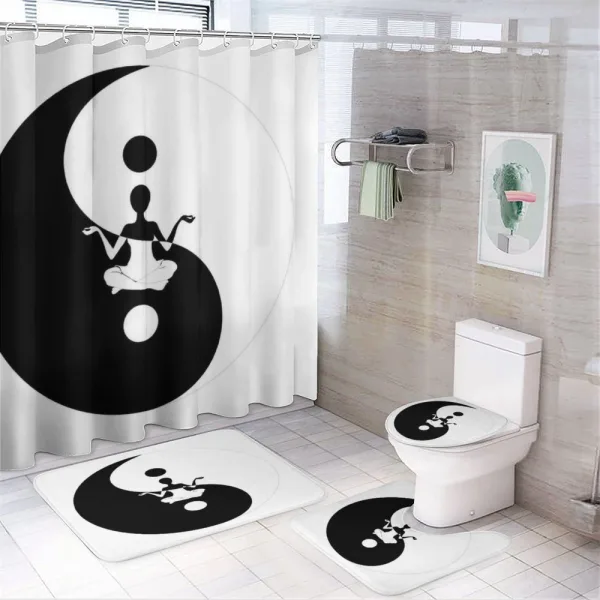 Silhouette Lotus Pose on a shower curtain