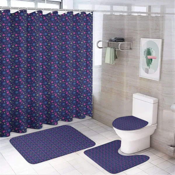 Smileys Flowers Hearts on a shower curtain