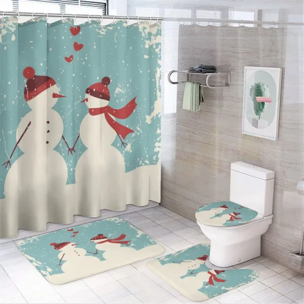 Snowman Woman Love on a shower curtain