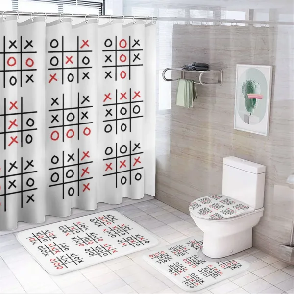 Tic Tac Toe Game Set Art on a shower curtain