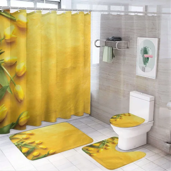 Tulip Flowers Garden on a shower curtain