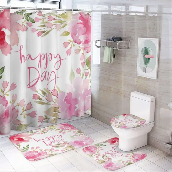 Watercolor Flowers Leaf on a shower curtain