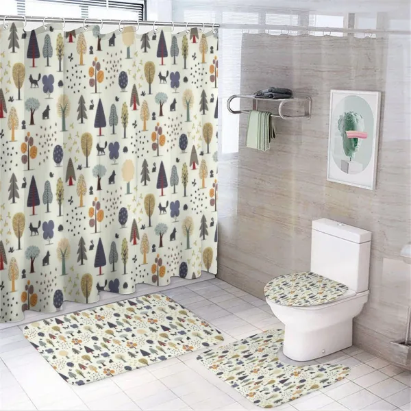 Woodland Trees Animals on a shower curtain