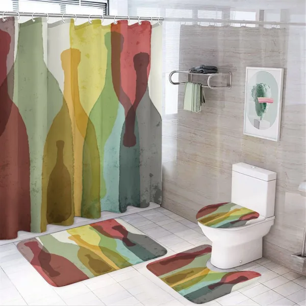 Abstract Colorful Bottles on a shower curtain