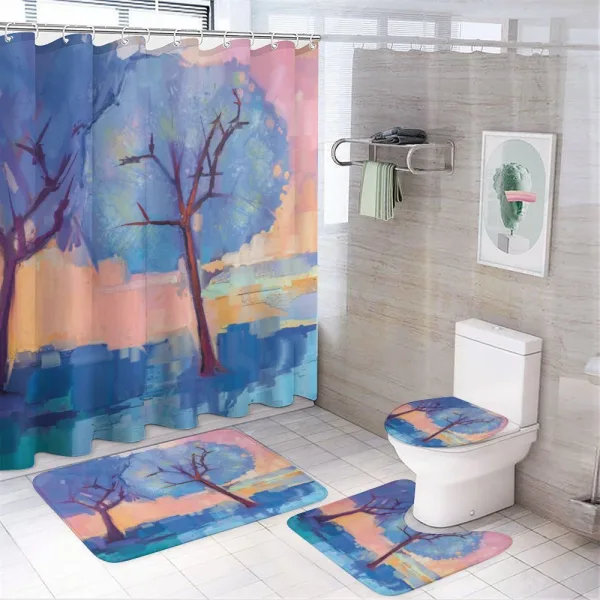 Abstract Nature Trees on a shower curtain