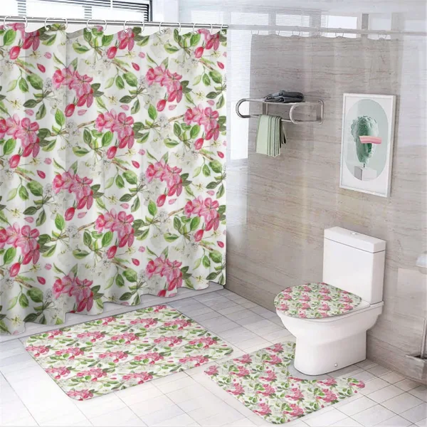 Apple Peach Japanese on a shower curtain