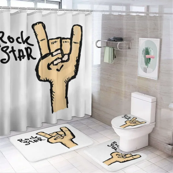 Doodle Hand Sign on a shower curtain
