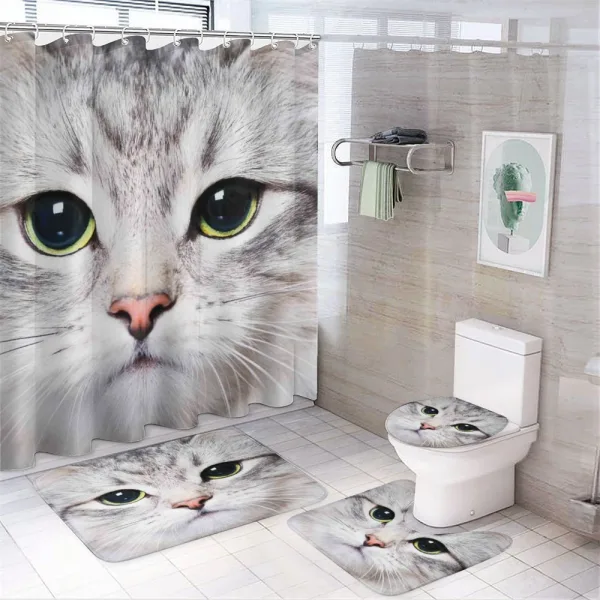 Face of a Domestic Kitty on a shower curtain