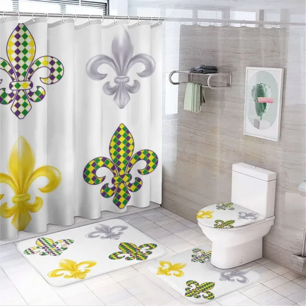 Fleur De Lis Motifs on a shower curtain