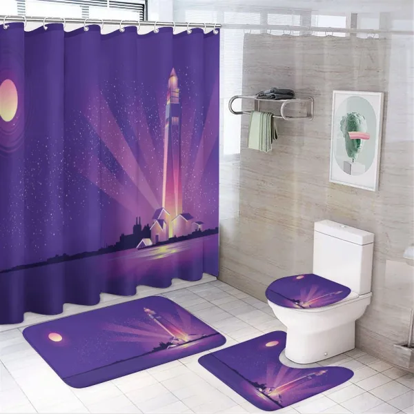 Lighthouse Under Night on a shower curtain