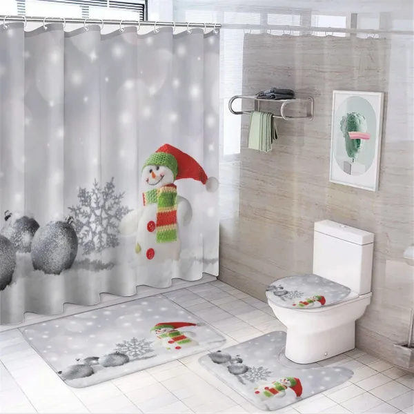 Little Snowman with Balls on a shower curtain