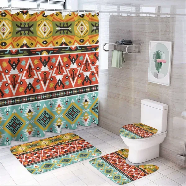 Love and Adventure Aztec on a shower curtain