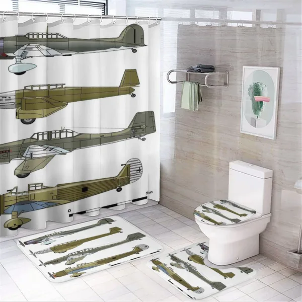 Old Dive Planes Jets on a shower curtain