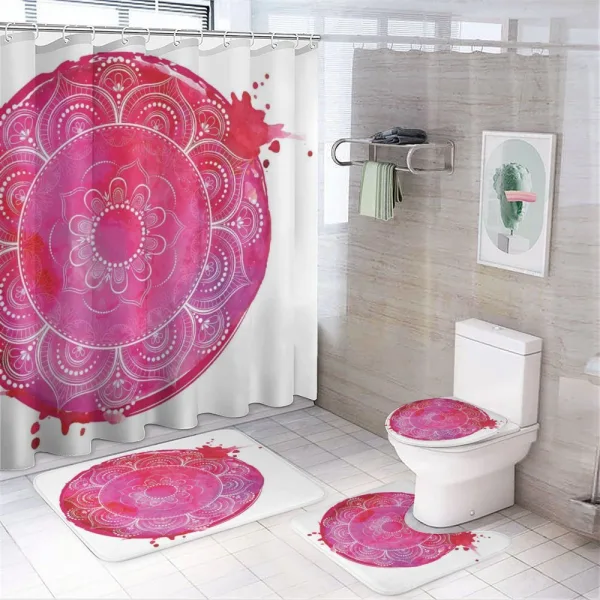 Pink Watercolor Mandala on a shower curtain