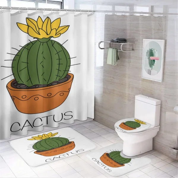 Plant with Yellow Flower on a shower curtain