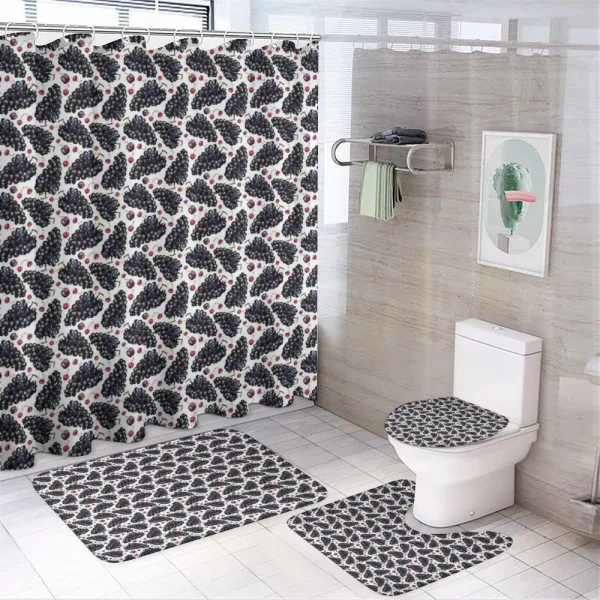 Retro Grape Plum Cherry on a shower curtain