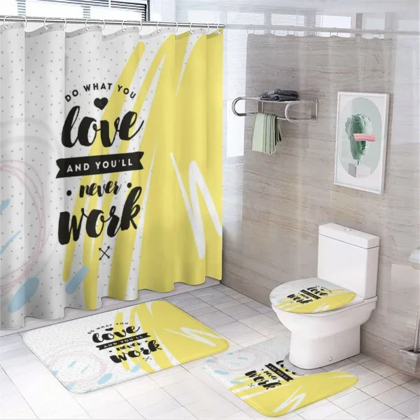 Retro Memphis Pattern Phrase on a shower curtain