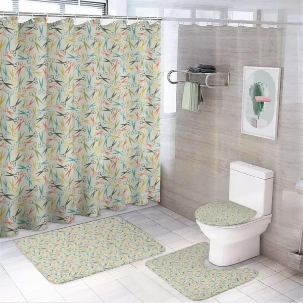 Scattered Scissor on a shower curtain