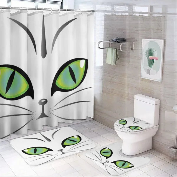 Siberian Cat Watchful Face on a shower curtain