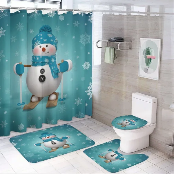 Skiing Snowflakes Fun on a shower curtain