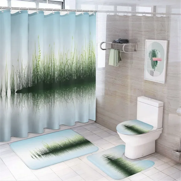 Spring Time Sunset Lake on a shower curtain