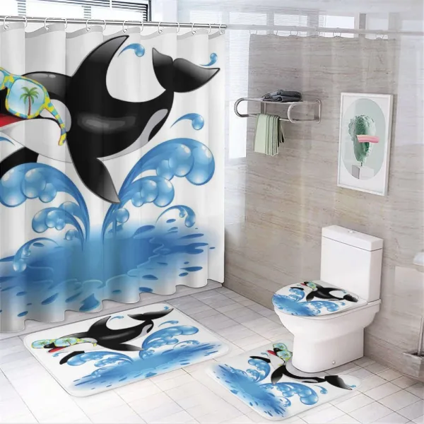 Whale with Sunglasses on a shower curtain