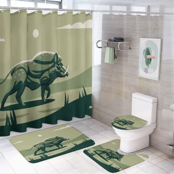 Wild Boar with Tusks Art on a shower curtain
