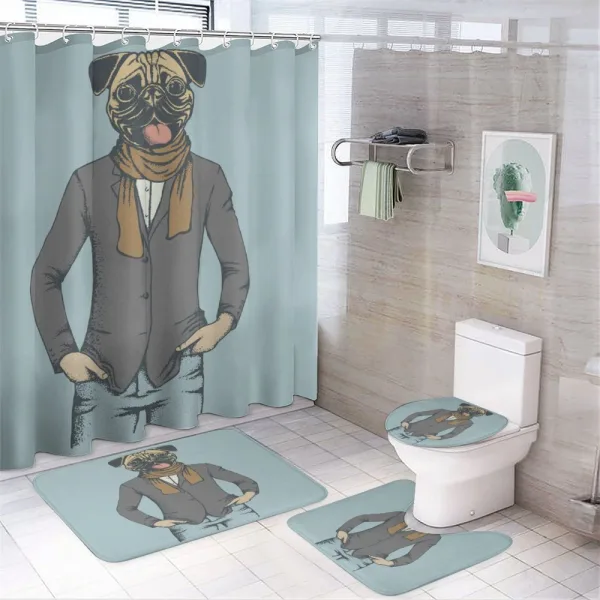 Abstract Funny Dog Drawing on a shower curtain