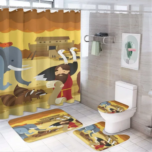 Animals on the Ark on a shower curtain
