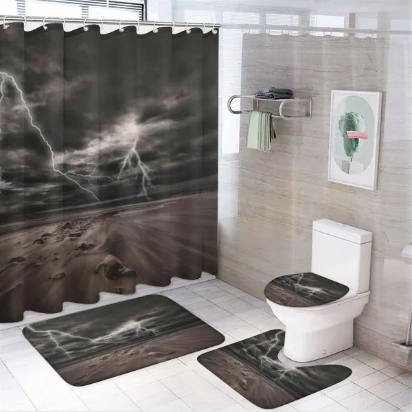Bolts Across the Sandy Beach on a shower curtain