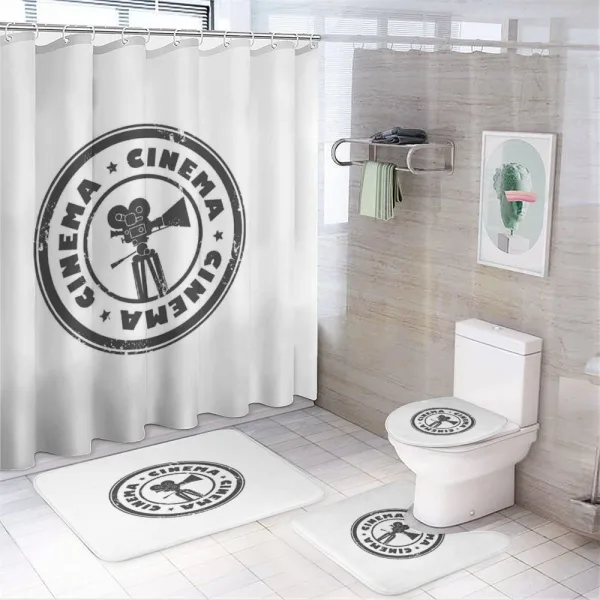 Camera and Cinema on a shower curtain