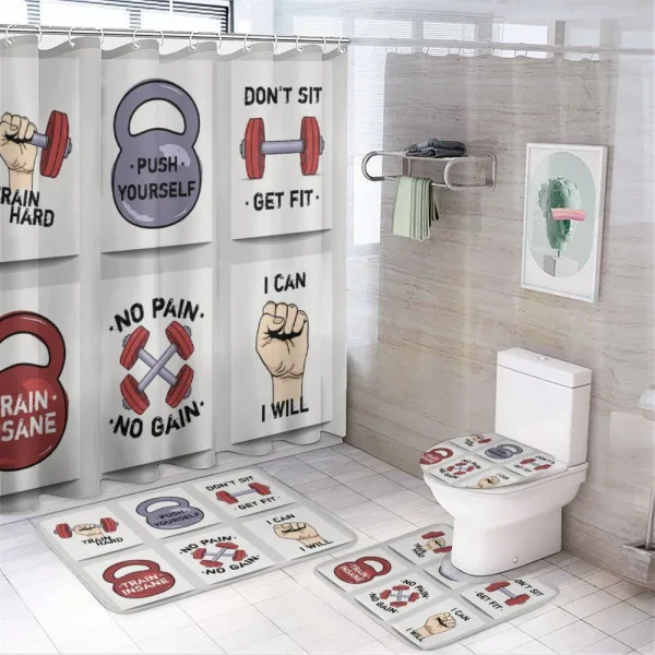 Cartoon Motivational on a shower curtain
