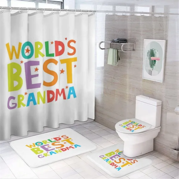 Cartoon Style Lettering on a shower curtain