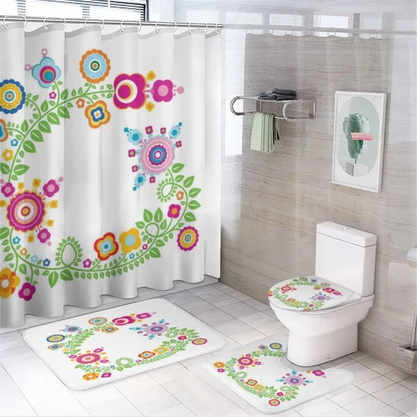 Circles Curves Swirls on a shower curtain