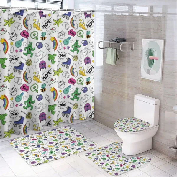 Colorful 80s Comic Set on a shower curtain