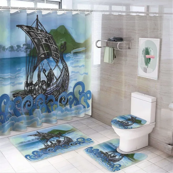 Drekar Boat Warrior Sea on a shower curtain