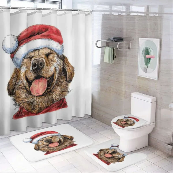 Funny Terrier Smiling Xmas on a shower curtain