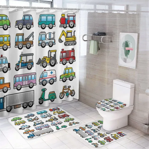 Land Transportation Theme on a shower curtain
