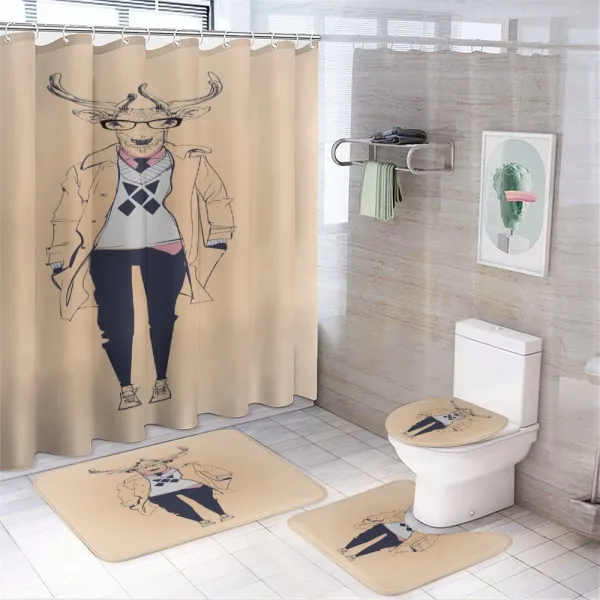 Modern Pastel Deer Animal on a shower curtain