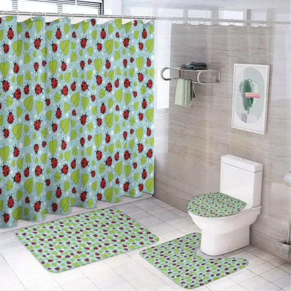 Polka Dots and Beetles on a shower curtain