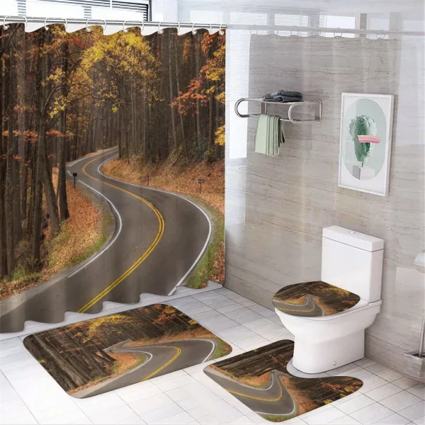 Roadway Mountains Travel on a shower curtain