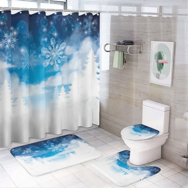 Snowflakes and Stars on a shower curtain
