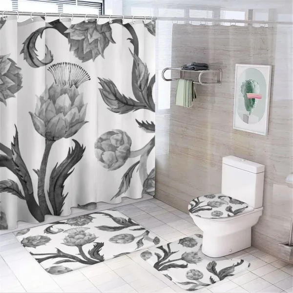 Stalks and Leaves Eat on a shower curtain