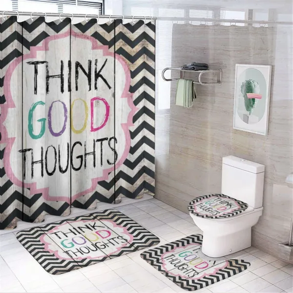 Think Thoughts Message on a shower curtain